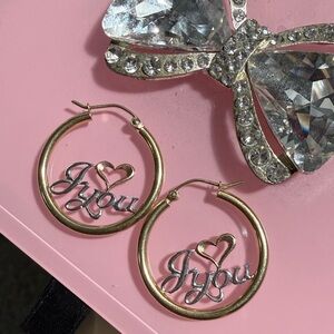 Firm price !!Second Hand ✋10kt Gold and Silver Hoop Earrings with Heart Design